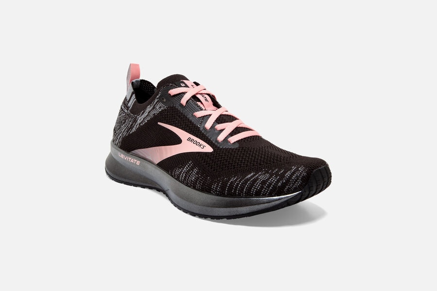 Brooks Levitate 4 Road Running Shoes Womens - Black/Grey/Pink - OTYXG-9568